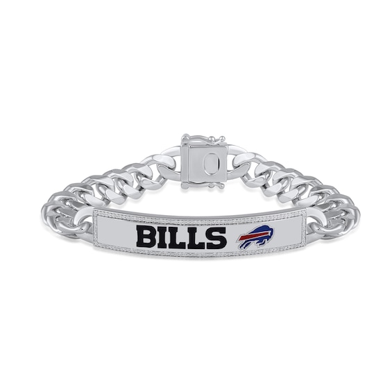 True Fans Buffalo Bills 1/6 CT. T.W. Diamond Logo ID Bracelet in Sterling Silver