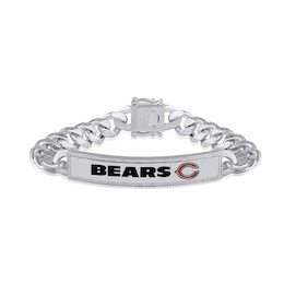 True Fans Chicago Bears 1/6 CT. T.W. Diamond Logo ID Bracelet in Sterling Silver