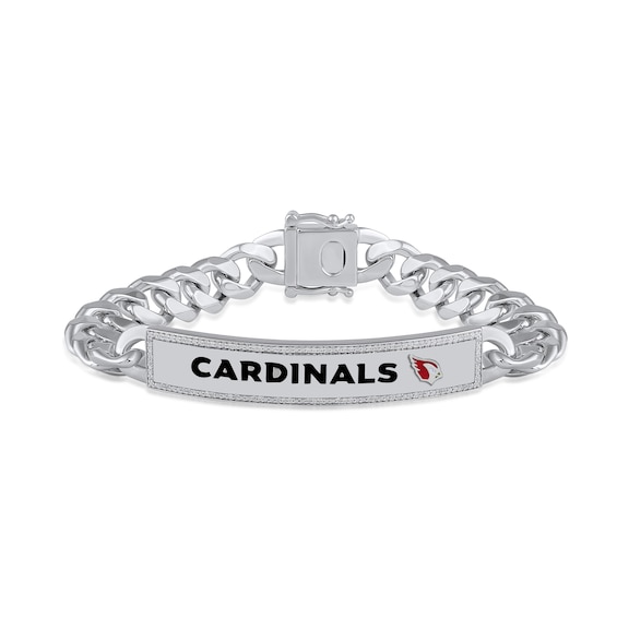 True Fans Arizona Cardinals 1/6 CT. T.W. Diamond Logo ID Bracelet in Sterling Silver