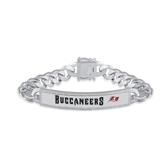 True Fans Tampa Bay Buccaneers 1/6 CT. T.W. Diamond Logo ID Bracelet in Sterling Silver