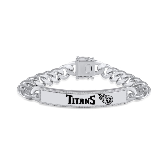 True Fans Tennessee Titans 1/6 CT. T.W. Diamond Logo ID Bracelet in Sterling Silver