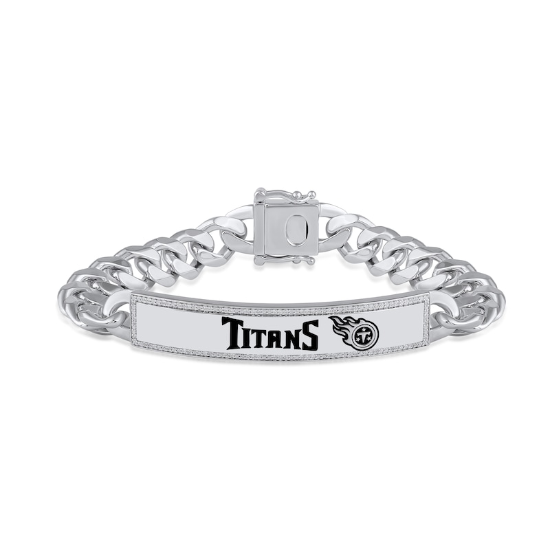 Main Image 1 of True Fans Tennessee Titans 1/6 CT. T.W. Diamond Logo ID Bracelet in Sterling Silver