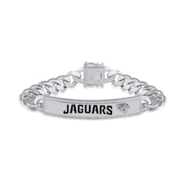 True Fans Jacksonville Jaguars 1/6 CT. T.W. Diamond Logo ID Bracelet in Sterling Silver