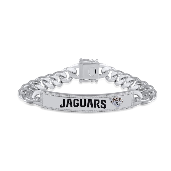 True Fans Jacksonville Jaguars 1/6 CT. T.W. Diamond Logo ID Bracelet in Sterling Silver