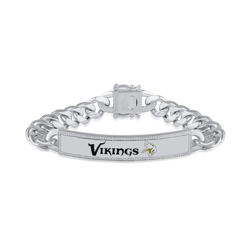 Main Image 1 of True Fans Minnesota Vikings 1/6 CT. T.W. Diamond Logo ID Bracelet in Sterling Silver