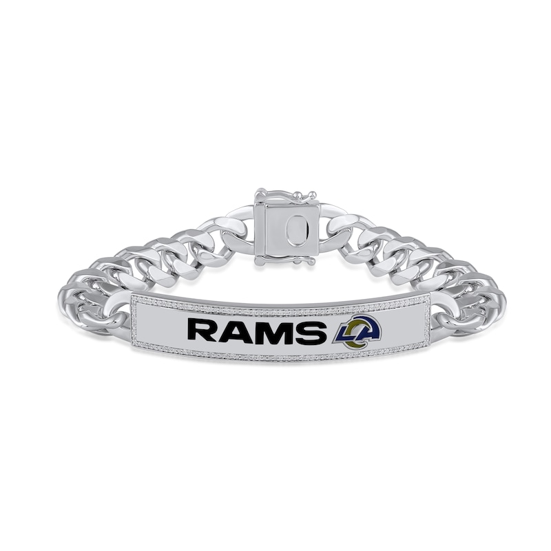 Main Image 1 of True Fans Los Angeles Rams 1/6 CT. T.W. Diamond Logo ID Bracelet in Sterling Silver