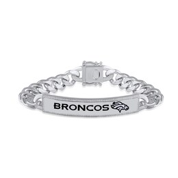 True Fans Denver Broncos 1/6 CT. T.W. Diamond Logo ID Bracelet in Sterling Silver