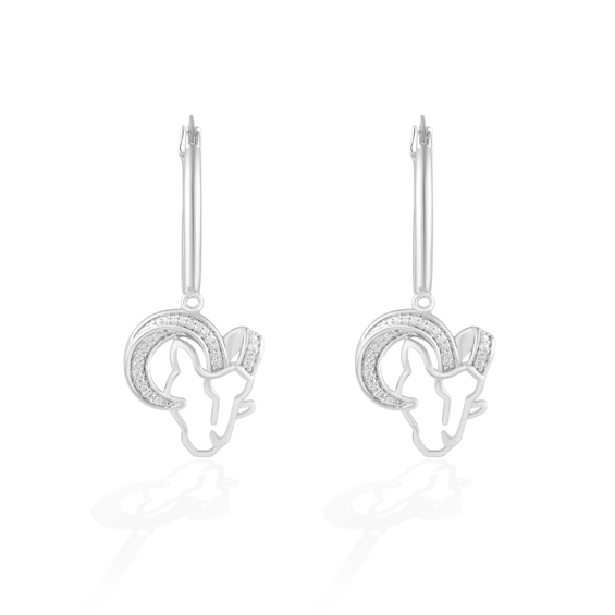 True Fans Los Angeles Rams 1/10 CT. T.W. Diamond Logo Earrings in Sterling Silver