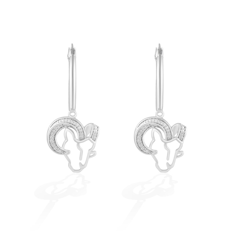 Main Image 1 of True Fans Los Angeles Rams 1/10 CT. T.W. Diamond Logo Earrings in Sterling Silver
