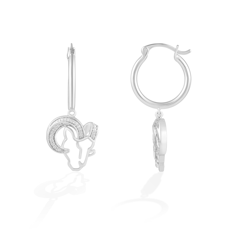 Main Image 2 of True Fans Los Angeles Rams 1/10 CT. T.W. Diamond Logo Earrings in Sterling Silver
