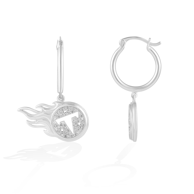 Main Image 2 of True Fans Tennessee Titans 1/10 CT. T.W. Diamond Logo Earrings in Sterling Silver