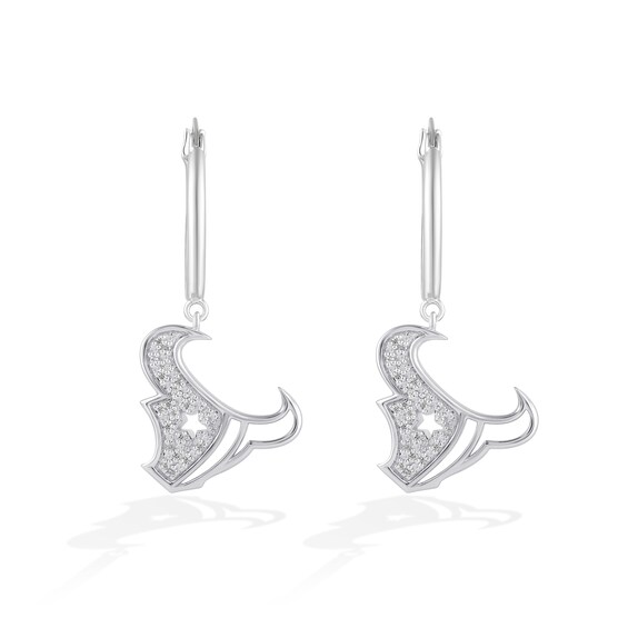 True Fans Houstan Texans 1/10 CT. T.W. Diamond Logo Earrings in Sterling Silver