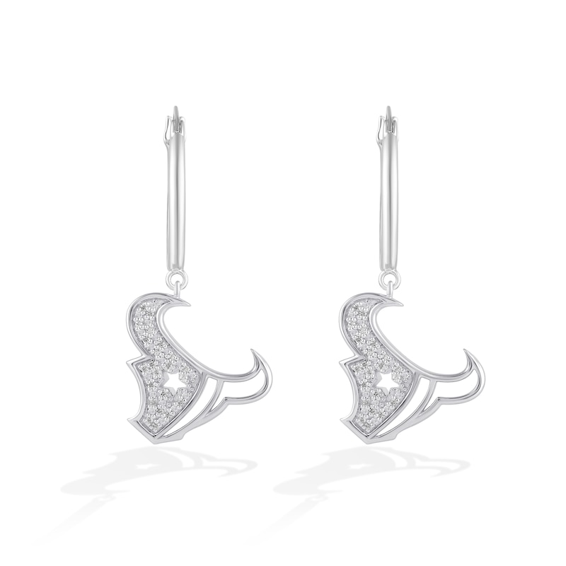 Main Image 1 of True Fans Houstan Texans 1/10 CT. T.W. Diamond Logo Earrings in Sterling Silver