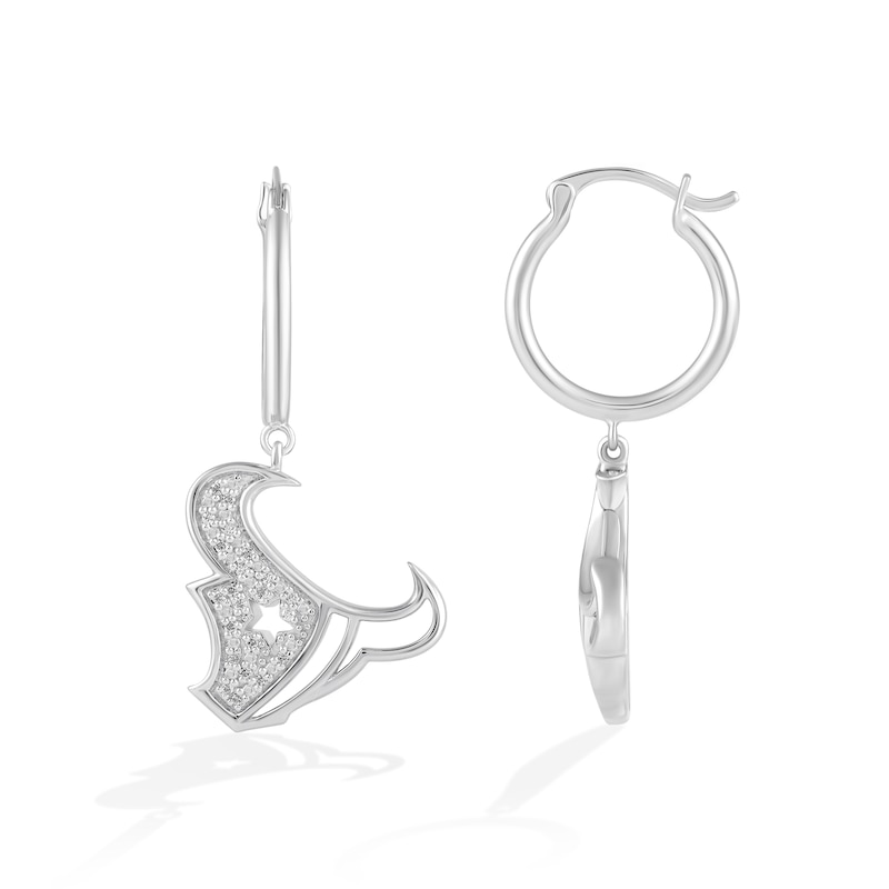 Main Image 2 of True Fans Houstan Texans 1/10 CT. T.W. Diamond Logo Earrings in Sterling Silver