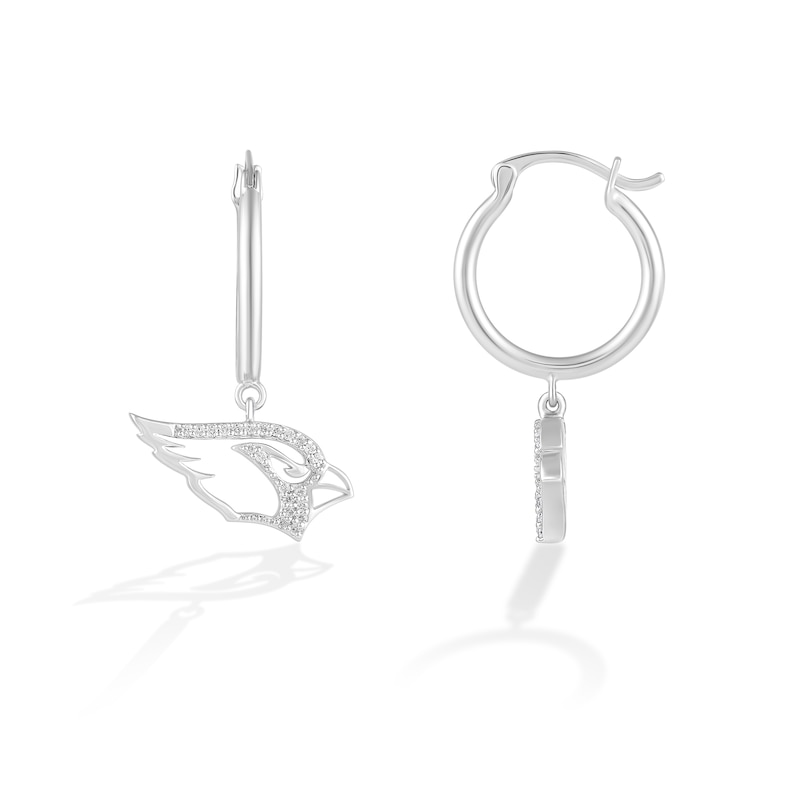Main Image 2 of True Fans Arizona Cardinals 1/10 CT. T.W. Diamond Logo Earrings in Sterling Silver