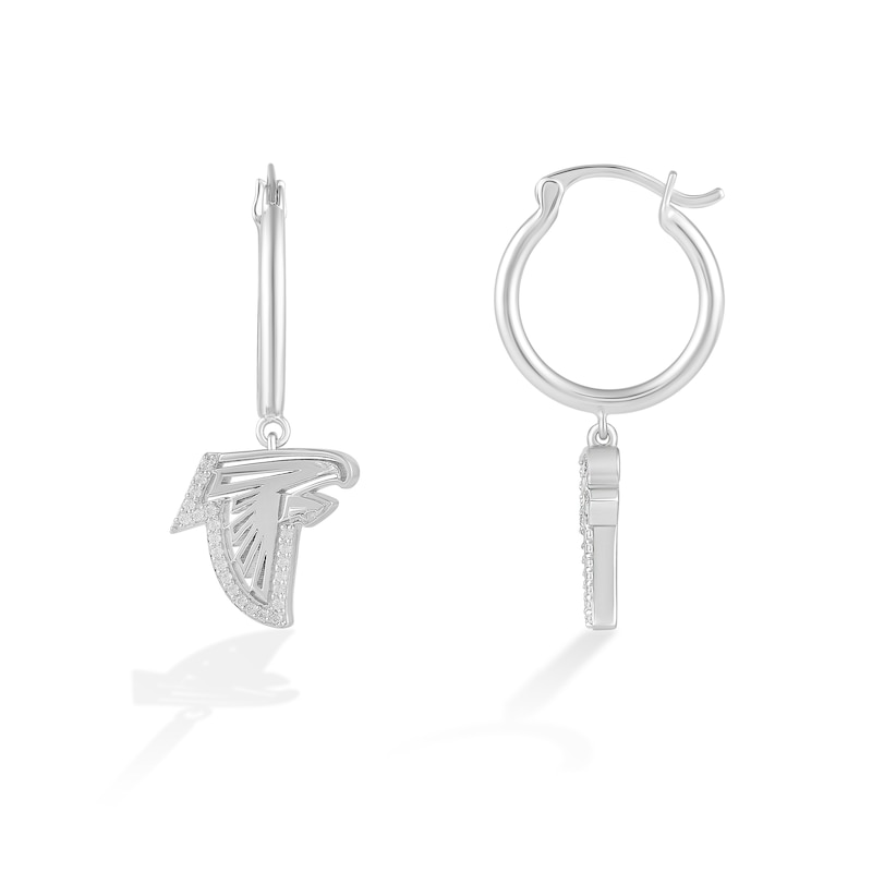 Main Image 2 of True Fans Atlanta Falcons 1/10 CT. T.W. Diamond Logo Earrings in Sterling Silver
