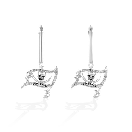 True Fans Tampa Bay Buccaneers 1/10 CT. T.W. Diamond Logo Earrings in Sterling Silver