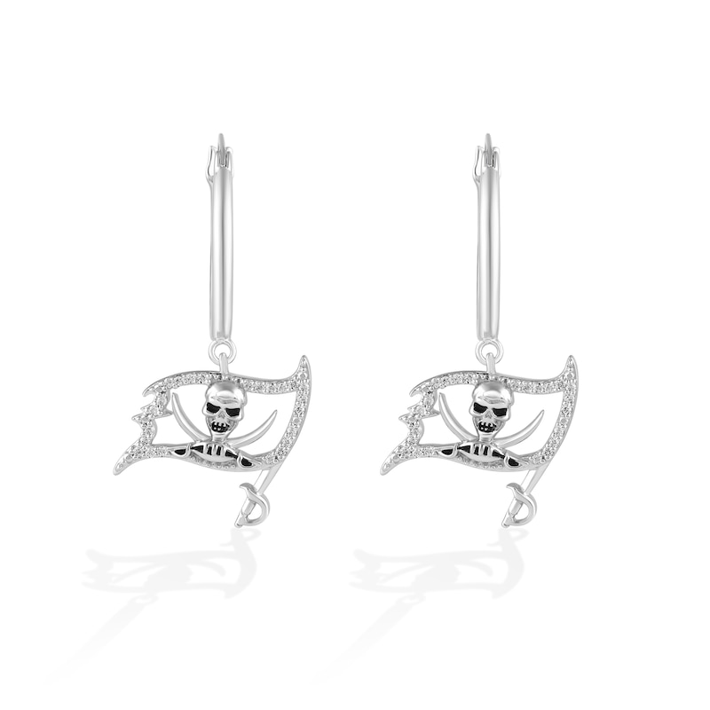 Main Image 1 of True Fans Tampa Bay Buccaneers 1/10 CT. T.W. Diamond Logo Earrings in Sterling Silver