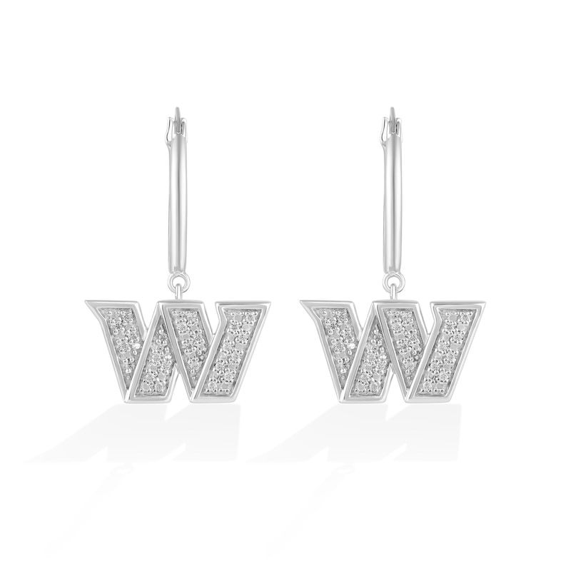 Main Image 1 of True Fans Washington Commanders 1/10 CT. T.W. Diamond Logo Earrings in Sterling Silver