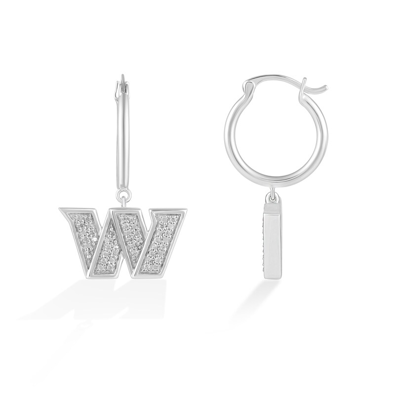Main Image 2 of True Fans Washington Commanders 1/10 CT. T.W. Diamond Logo Earrings in Sterling Silver
