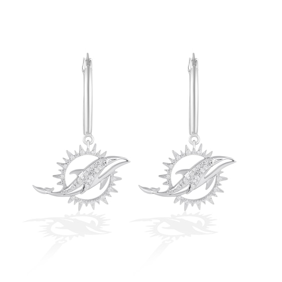 True Fans Miami Dolphins 1/10 CT. T.W. Diamond Logo Earrings in Sterling Silver