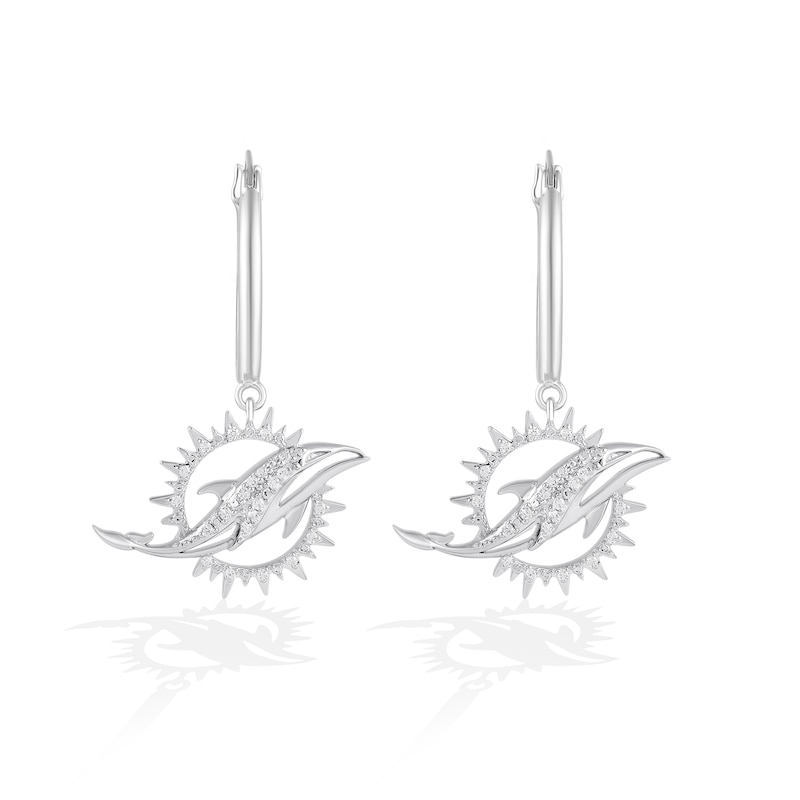 Main Image 1 of True Fans Miami Dolphins 1/10 CT. T.W. Diamond Logo Earrings in Sterling Silver