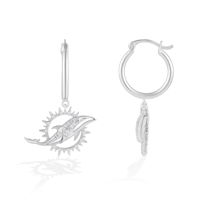 Main Image 2 of True Fans Miami Dolphins 1/10 CT. T.W. Diamond Logo Earrings in Sterling Silver