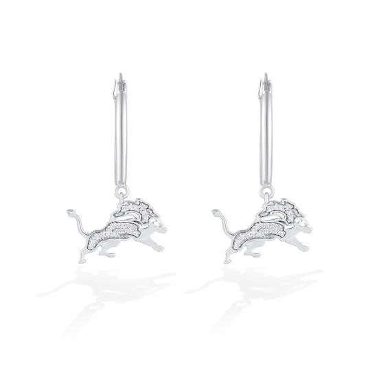 True Fans Detroit Lions 1/10 CT. T.W. Diamond Logo Earrings in Sterling Silver