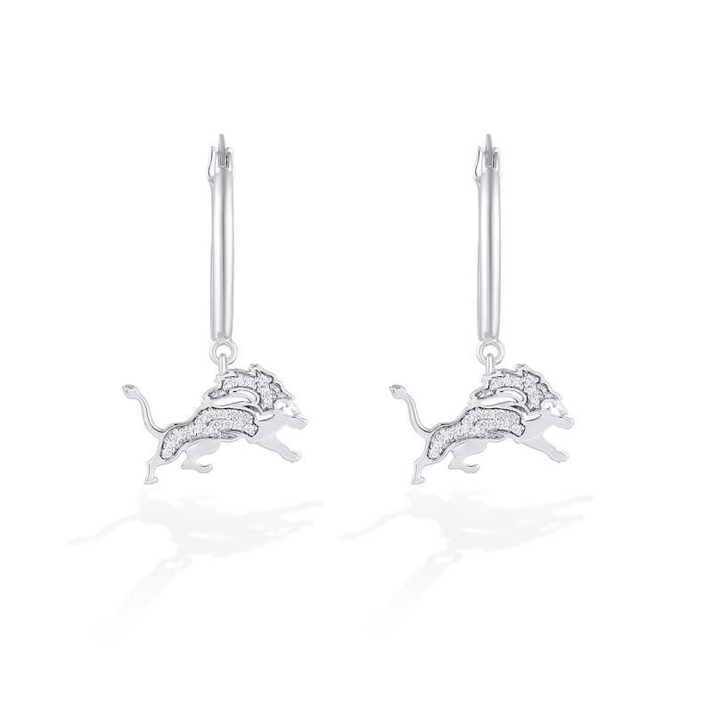 Main Image 1 of True Fans Detroit Lions 1/10 CT. T.W. Diamond Logo Earrings in Sterling Silver