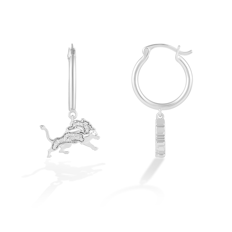 Main Image 2 of True Fans Detroit Lions 1/10 CT. T.W. Diamond Logo Earrings in Sterling Silver