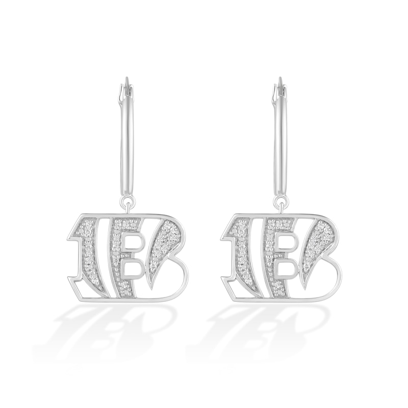 Main Image 1 of True Fans Cincinnati Bengals 1/10 CT. T.W. Diamond Logo Earrings in Sterling Silver