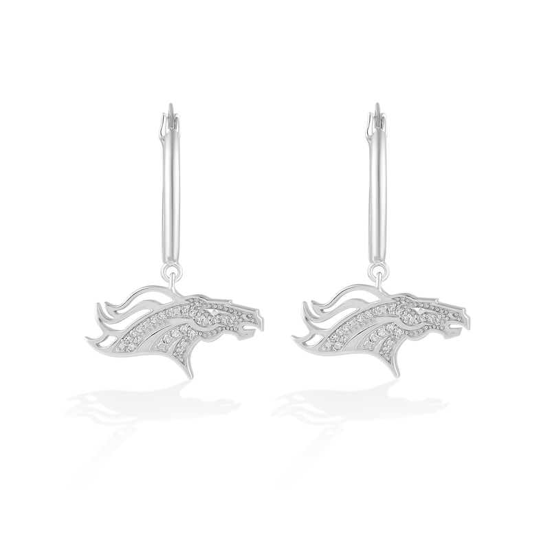 Main Image 1 of True Fans Denver Broncos 1/10 CT. T.W. Diamond Logo Earrings in Sterling Silver