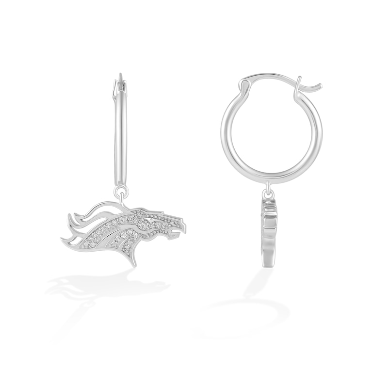 Main Image 2 of True Fans Denver Broncos 1/10 CT. T.W. Diamond Logo Earrings in Sterling Silver