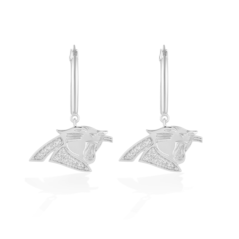 Main Image 1 of True Fans Carolina Panthers 1/10 CT. T.W. Diamond Logo Earrings in Sterling Silver