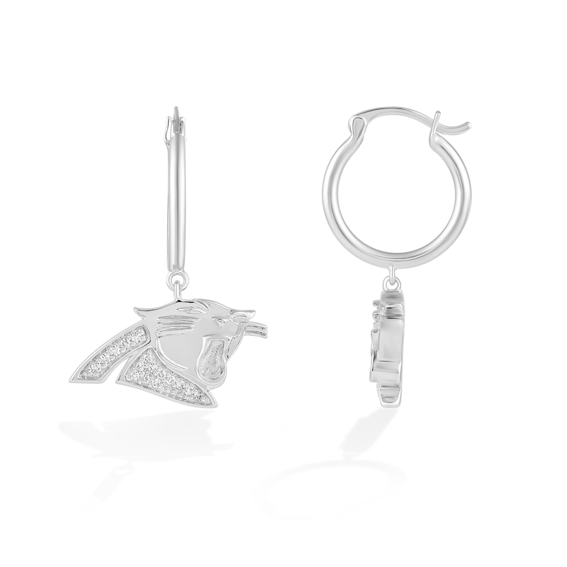 Main Image 2 of True Fans Carolina Panthers 1/10 CT. T.W. Diamond Logo Earrings in Sterling Silver