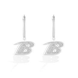 True Fans Baltimore Ravens 1/10 CT. T.W. Diamond Logo Earrings in Sterling Silver