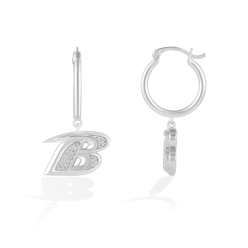 Main Image 2 of True Fans Baltimore Ravens 1/10 CT. T.W. Diamond Logo Earrings in Sterling Silver