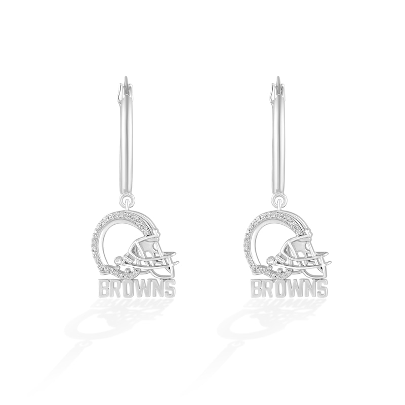 Main Image 1 of True Fans Cleveland Browns 1/10 CT. T.W. Diamond Logo Earrings in Sterling Silver