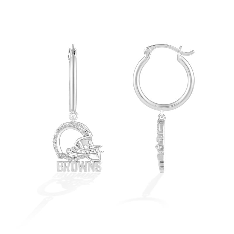 Main Image 2 of True Fans Cleveland Browns 1/10 CT. T.W. Diamond Logo Earrings in Sterling Silver