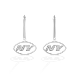 True Fans New York Jets 1/10 CT. T.W. Diamond Logo Earrings in Sterling Silver