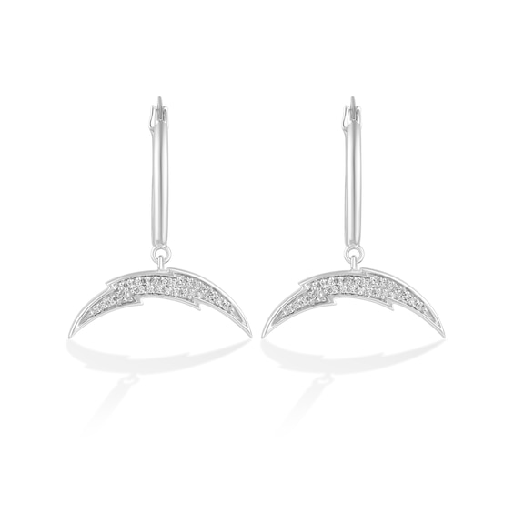 True Fans Los Angeles Chargers 1/10 CT. T.W. Diamond Logo Earrings in Sterling Silver
