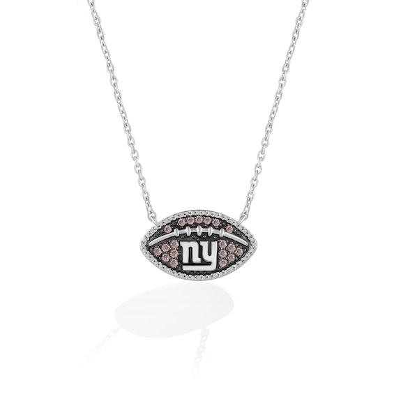 True Fans New York Giants 1/4 CT. T.W. Brown Diamond Football Necklace in Sterling Silver