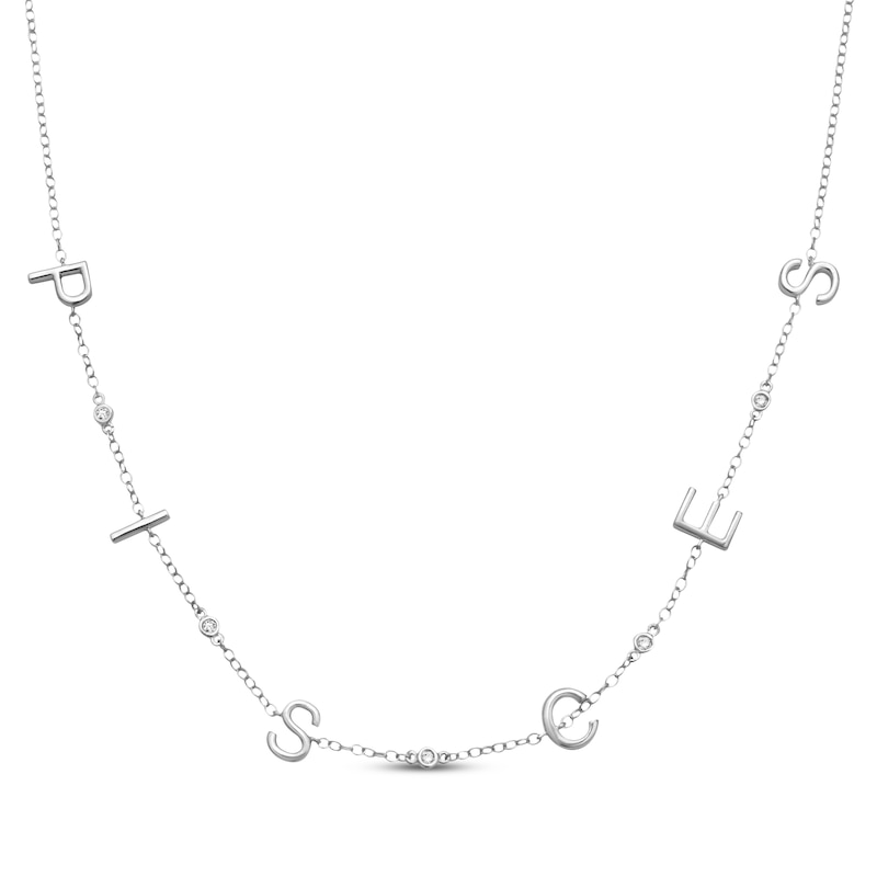 Main Image 1 of Diamond "Pisces" Chain Necklace 1/20 ct tw Sterling Silver 18"