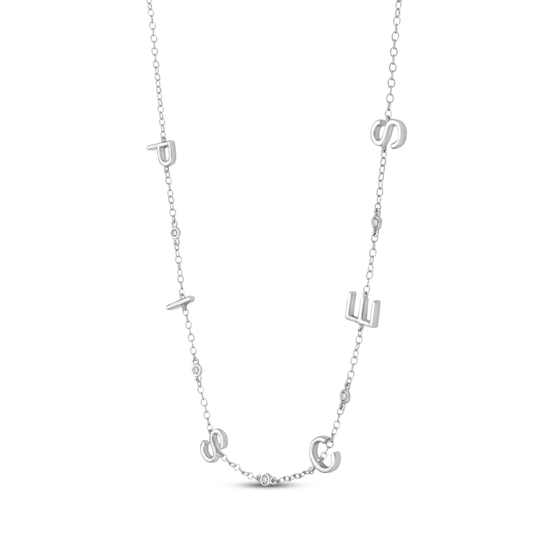 Main Image 2 of Diamond "Pisces" Chain Necklace 1/20 ct tw Sterling Silver 18"
