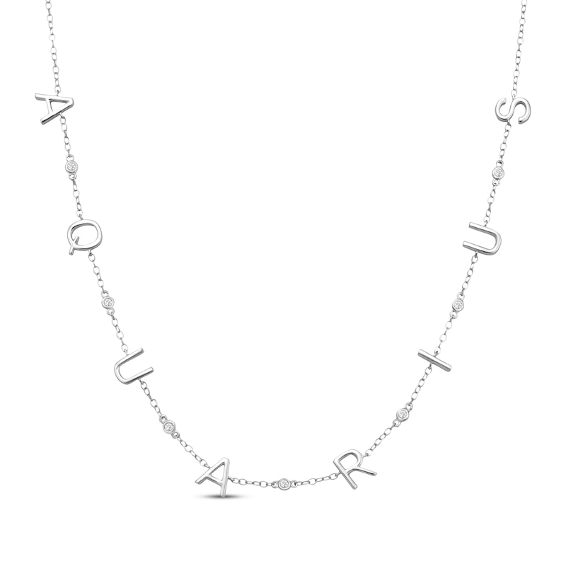 Main Image 1 of Diamond "Aquarius" Chain Necklace 1/15 ct tw Sterling Silver 18"