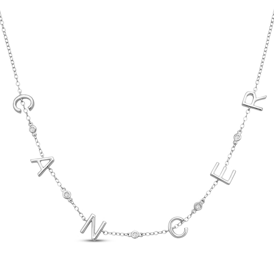 Diamond "Cancer" Chain Necklace 1/20 ct tw Sterling Silver 18"