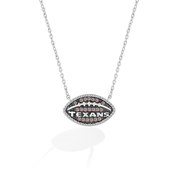True Fans Houston Texans 1/4 CT. T.W. Brown Diamond Football Necklace in Sterling Silver