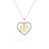 Thumbnail Image 1 of True Fans Cincinnati Bengals 1/10 CT. T.W. Diamond Heart Necklace in Sterling Silver & 10K Yellow Gold