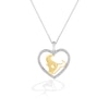 Thumbnail Image 1 of True Fans Houstan Texans 1/10 CT. T.W. Diamond Heart Necklace in Sterling Silver & 10K Yellow Gold
