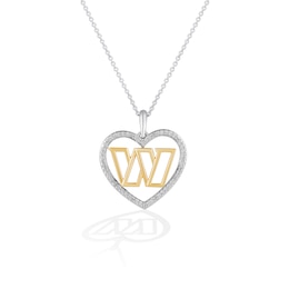 True Fans Washington Commanders 1/10 CT. T.W. Diamond Heart Necklace in Sterling Silver & 10K Yellow Gold